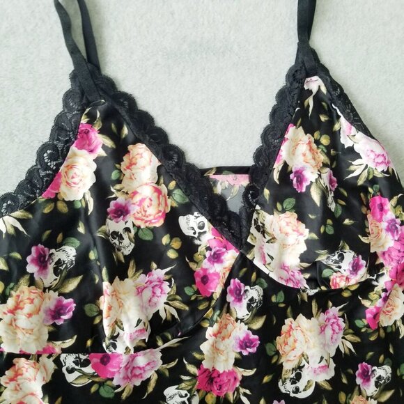 Torrid Satin Babydoll Y2K Lace Trim Floral Slip Dress Fairy Grunge Whimsigoth 2X - Picture 5 of 11